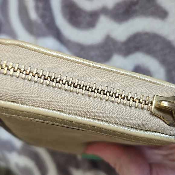 Elegant Tan Wallet with Gold Accents, Coach, Used - Picture 8 of 16